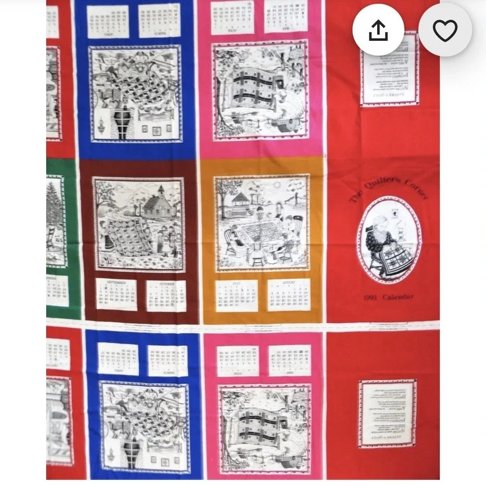 Handmade Embroidery Monthly Calendar Patchwork Quilt Wall Hanging Art 98x83
